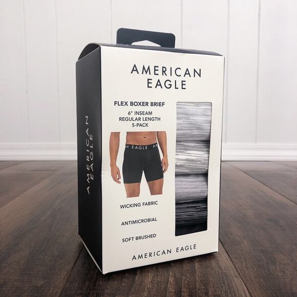 American Eagle Flex Boxer Briefs 6" Inch 5-Pack Stretchy Soft Size XS Gray Multi - Picture 7 of 7